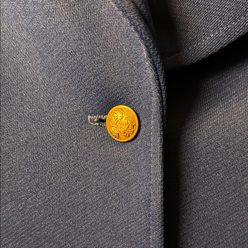 Blue Women's Knit Blazer with Gold Buttons - Picture 3 of 6